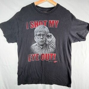 A Christmas Story Ralphie I Shot My Eye Out Graphic T-Shirt Black Mens Large